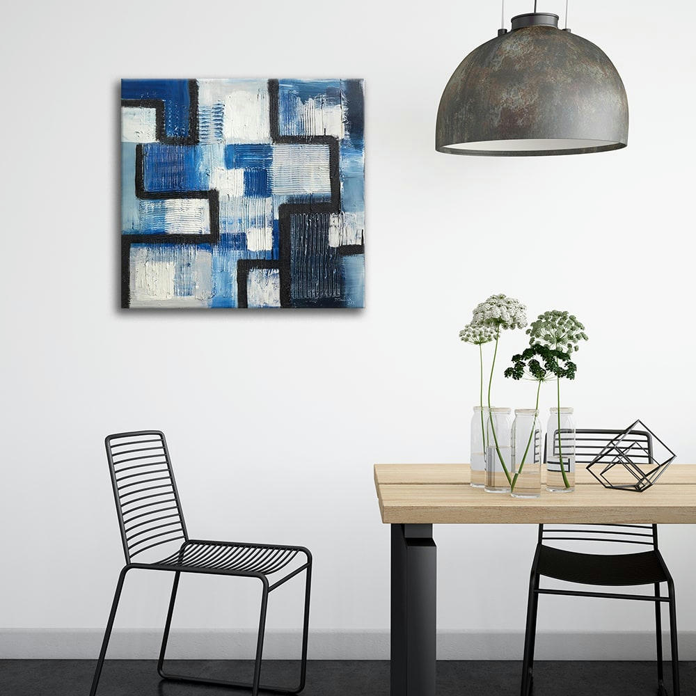- Tableau impression sur toile Géométrie en Bleu 60x60cm
