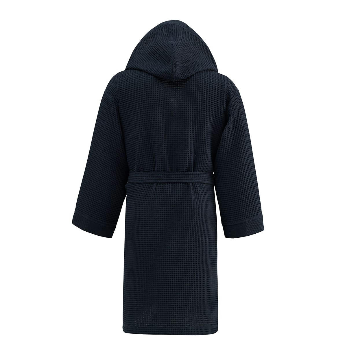 SPA - Peignoir mi-long nid d'abeille à capuche Bleu Nuit M