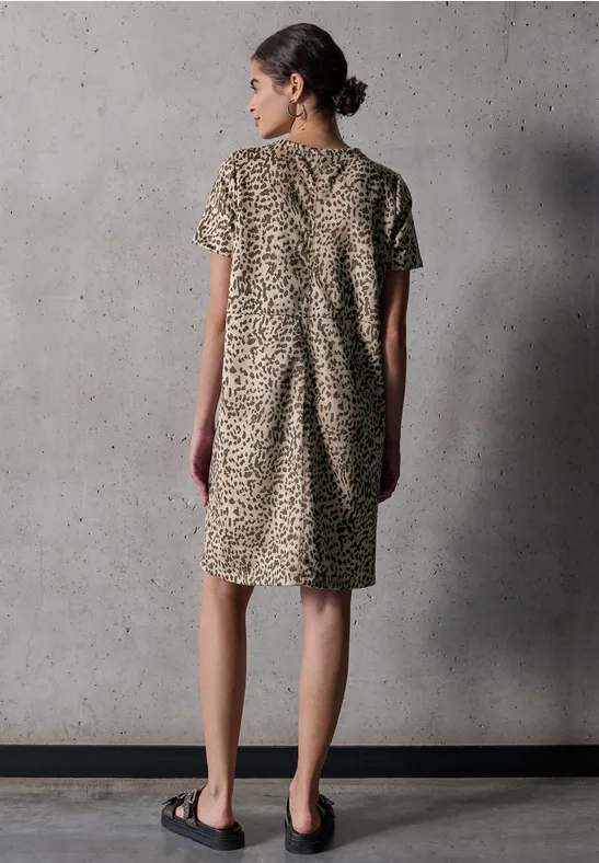 Velours-Kleid mit Leo-Print