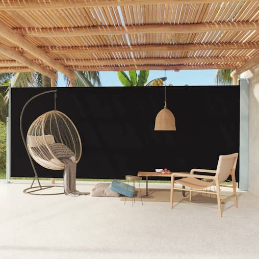 NNEVL Patio Retractable Side Awning 220x600 cm Black