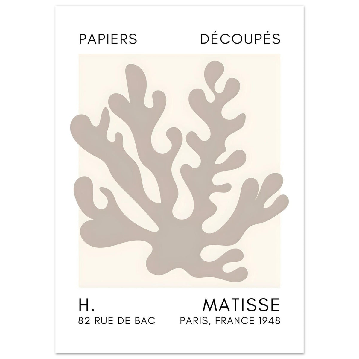 Artfulprints Poster Matisse – Saltflower shapes grey  - 50x70 cm - Grijs