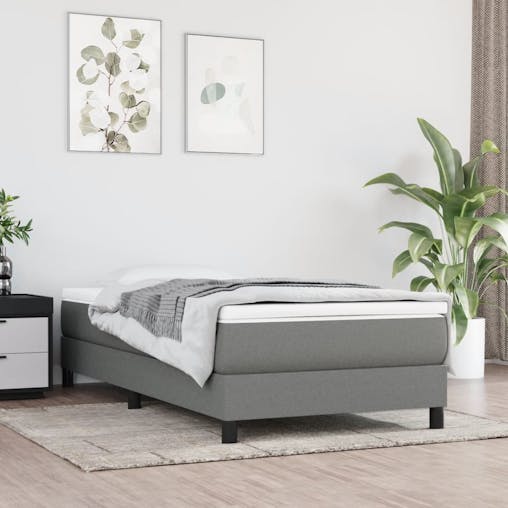 NNEVL Box Spring Bed with Mattress Dark Grey 100x200 cm Fabric