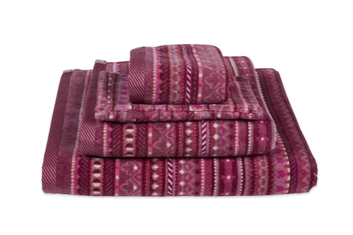 Pip Studio handdoek Geometric Print - 55x100 cm - donker roze