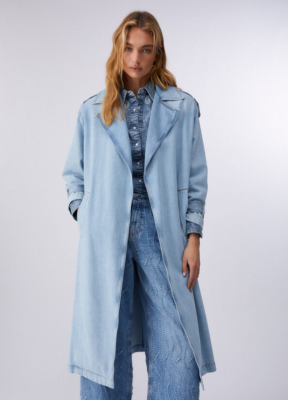 Trench lungo in denim