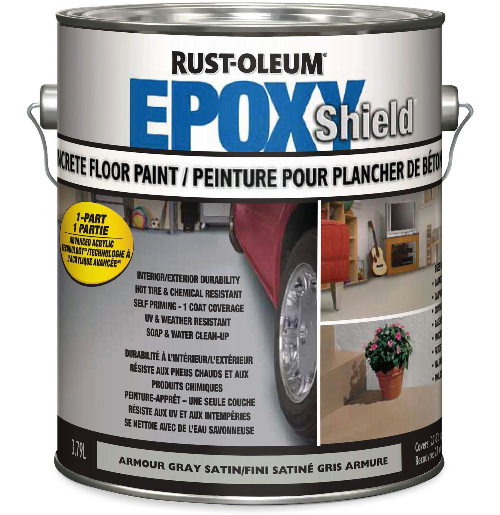 Rust-Oleum® EpoxyShield Interior/Exterior Concrete Floor Paint, Armour Grey Satin, 3.78-L/1-Gallon