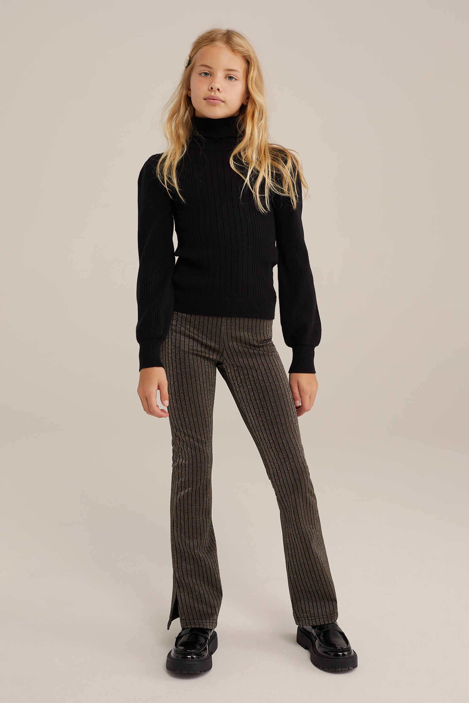 Meisjes flared legging met glittergaren