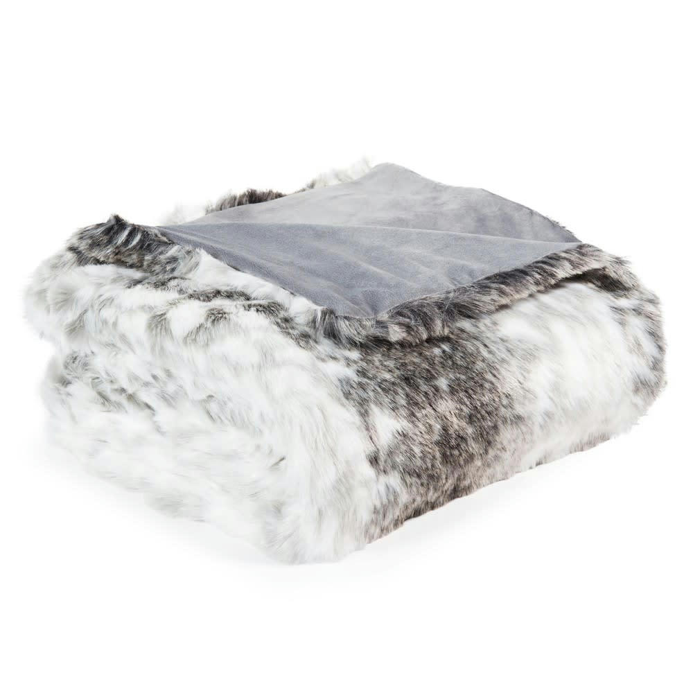 Lynx - Plaid imitation fourrure grise 150x180