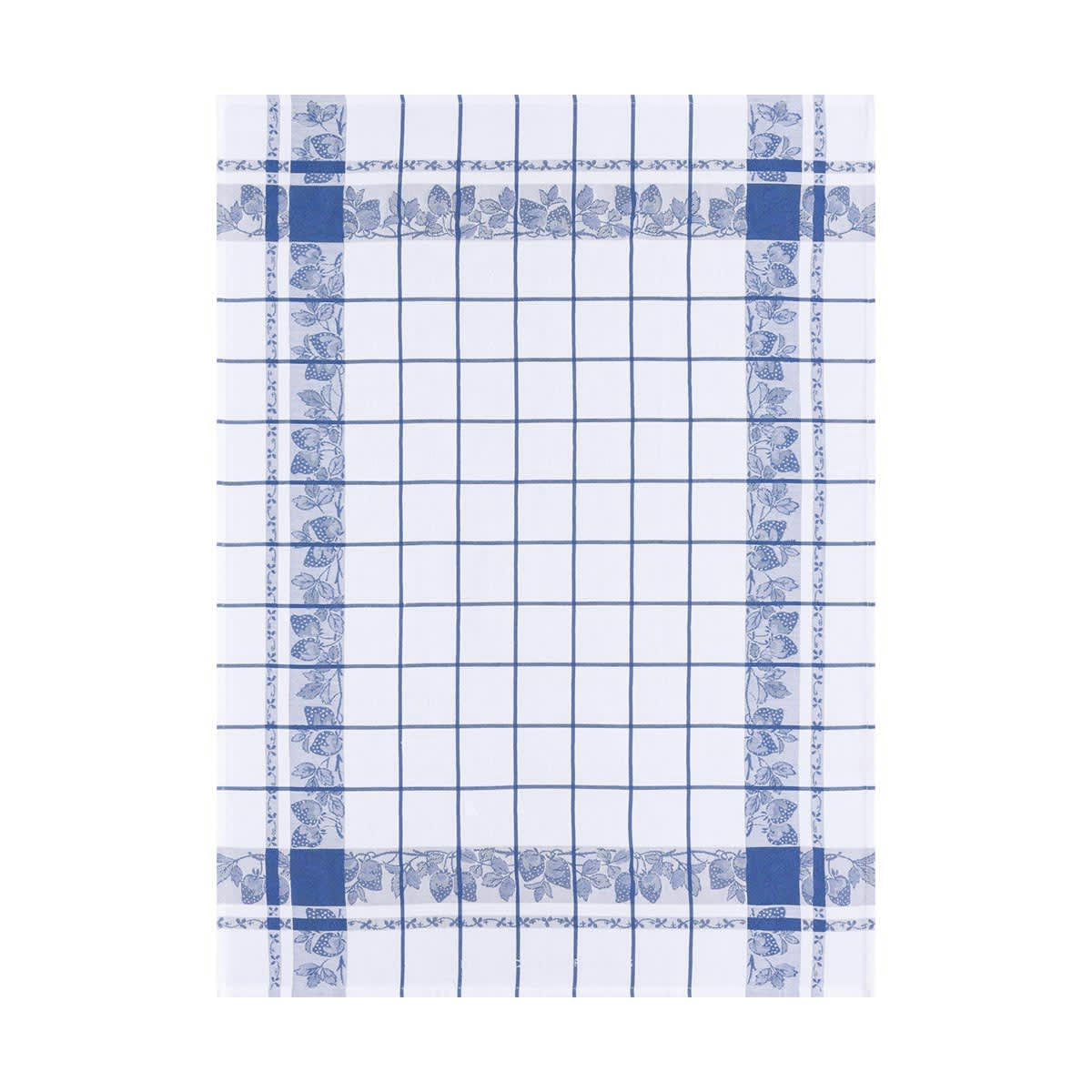 FRAISES - Torchon en coton bleu de france 60 x 80