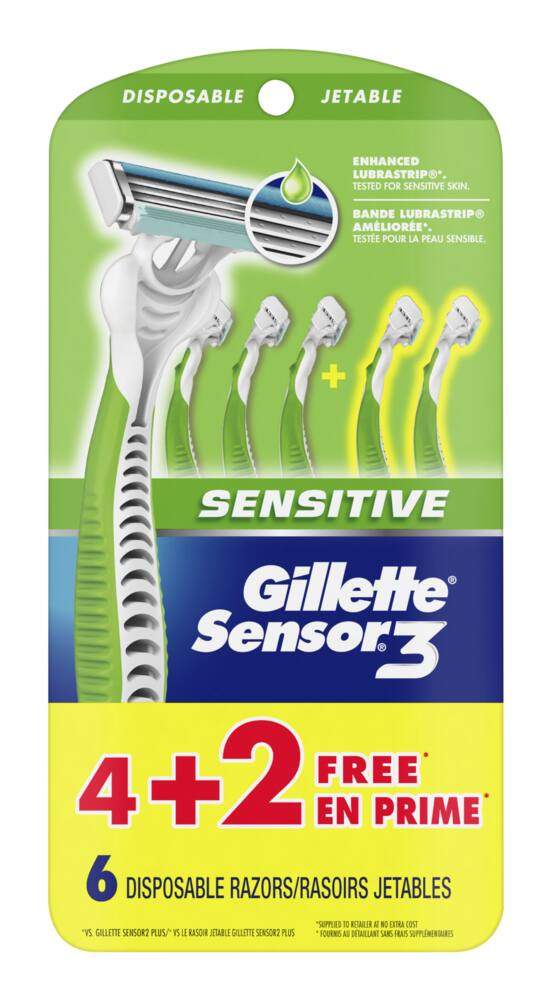 Gillette Sensor3 Sensitive Disposable Razors, 4-pk