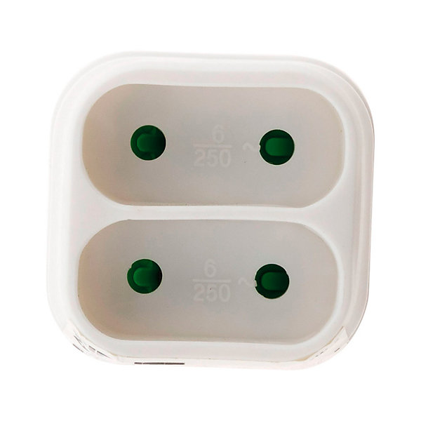 Multiprise biplite de façade 6A - Blanc - Zenitech