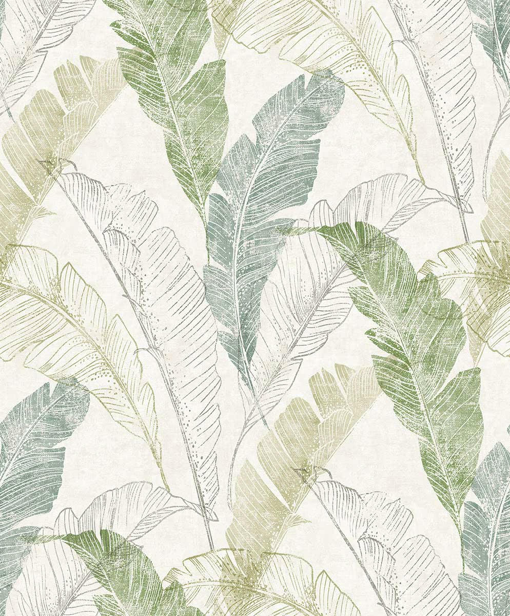 FEUILLES - Papier peint rouleau feuilles tropicales 53x1000cm