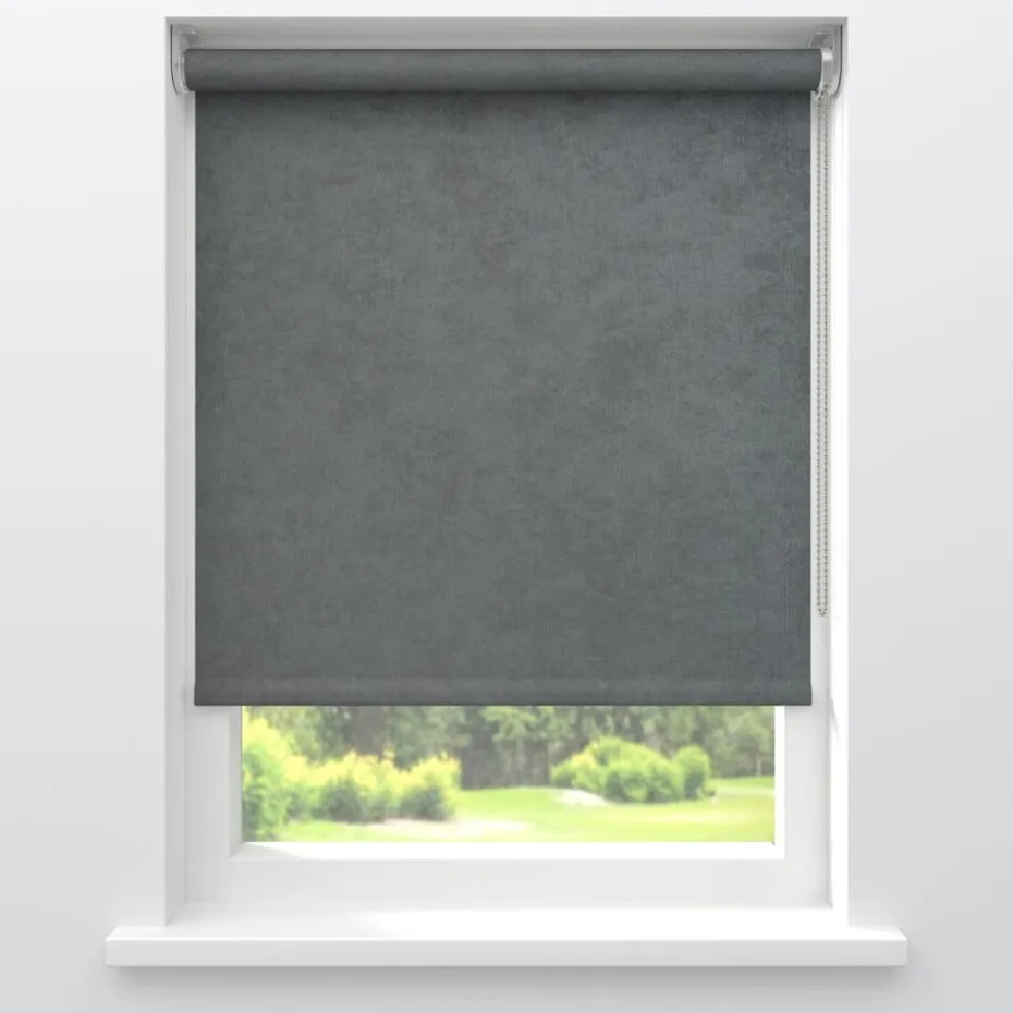 Kwantum Rolgordijnen | Fenstr Rolgordijn Gus Velours  Verduisterend Grijs