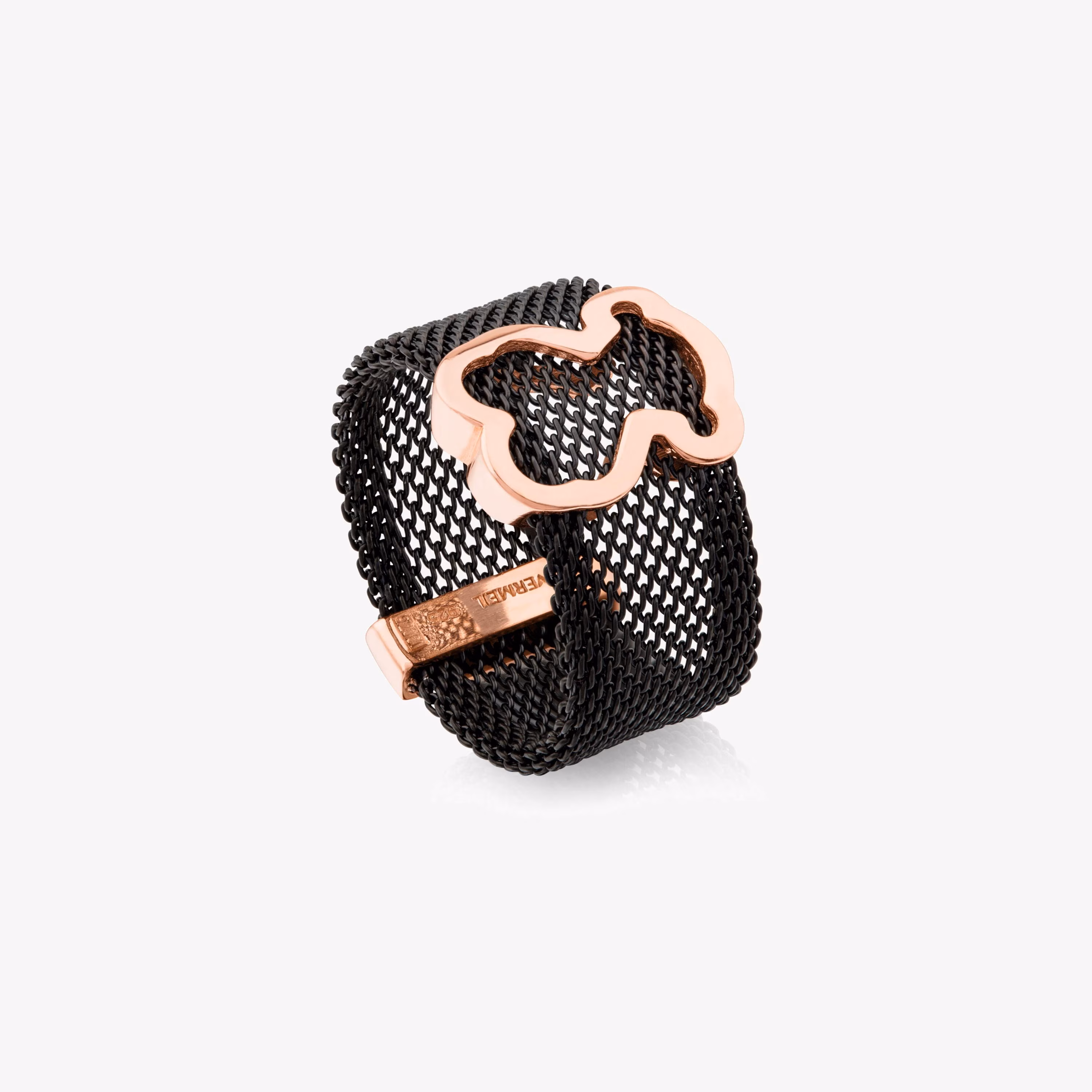 Anillo de acero y plata vermeil rosa Icon Mesh