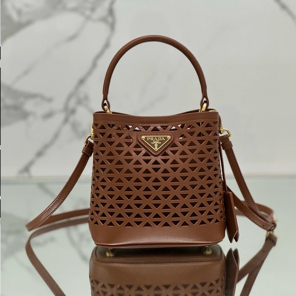 Prada Panier Leather Cutout Pattern Mini Bag