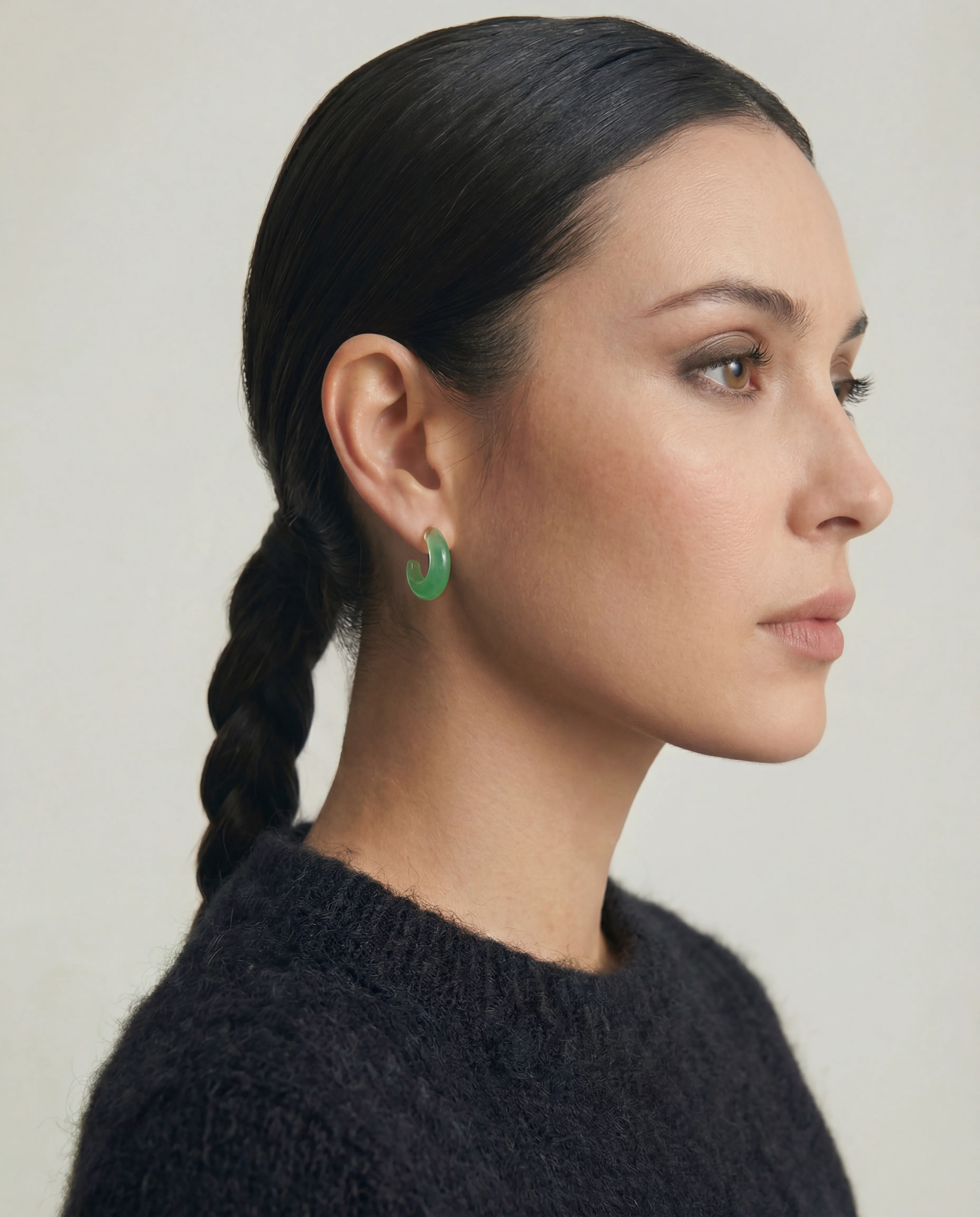 Half Moon — Green Chalcedony Earrings