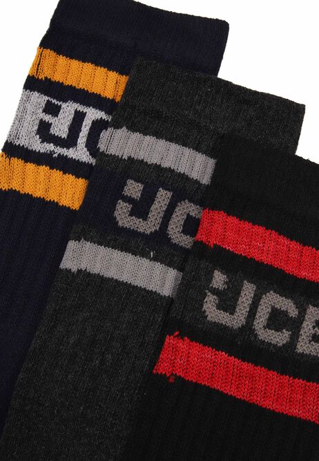 Mens 3pk Navy Stripe JCB Ankle Socks