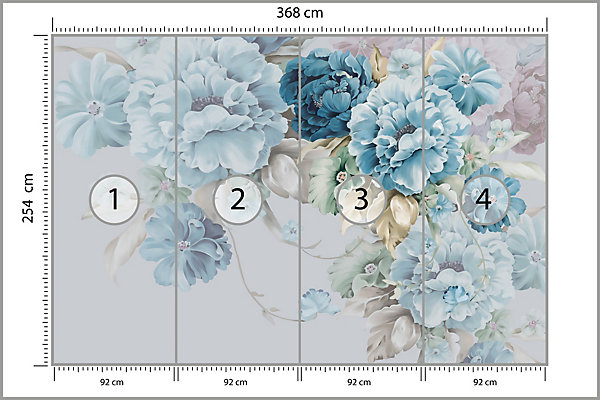 Papier Peint Intissé Photo Pour Chambre FLEURS Feuilles Plantes 368cm x 254cm