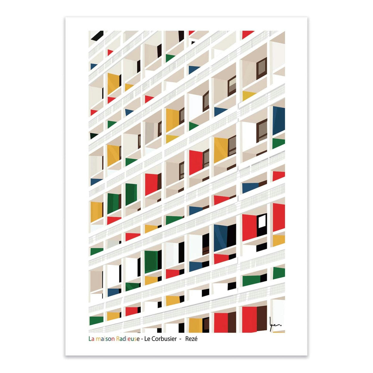 LPX ILLUSTRATION - LA CITÉ RADIEUSE - LPX ILLUSTRATION - Affiche d'art 50 x 70 cm