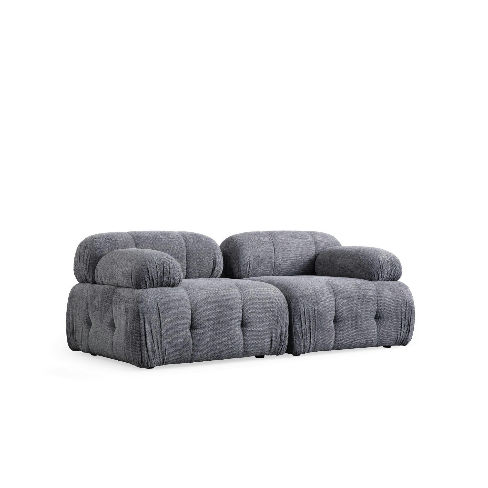 Canapé modulable 2 places gris, assise profonde 190 cm ICA