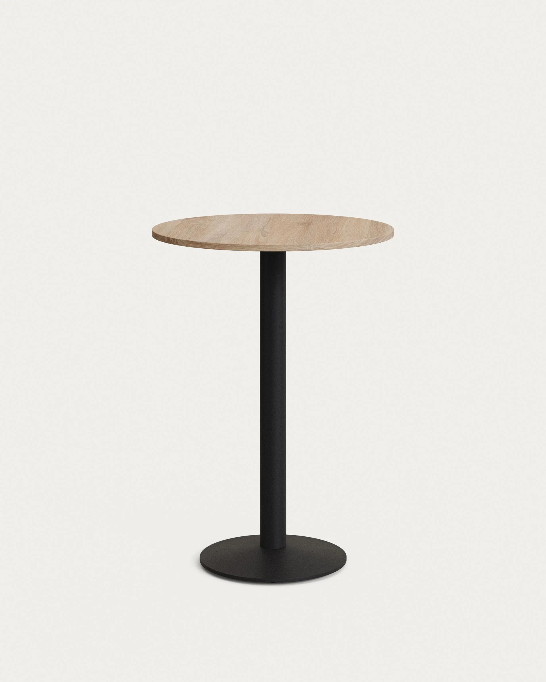 Esilda high round table in natural finish melamine with metal leg in a painted black finish, Ø60x96cm