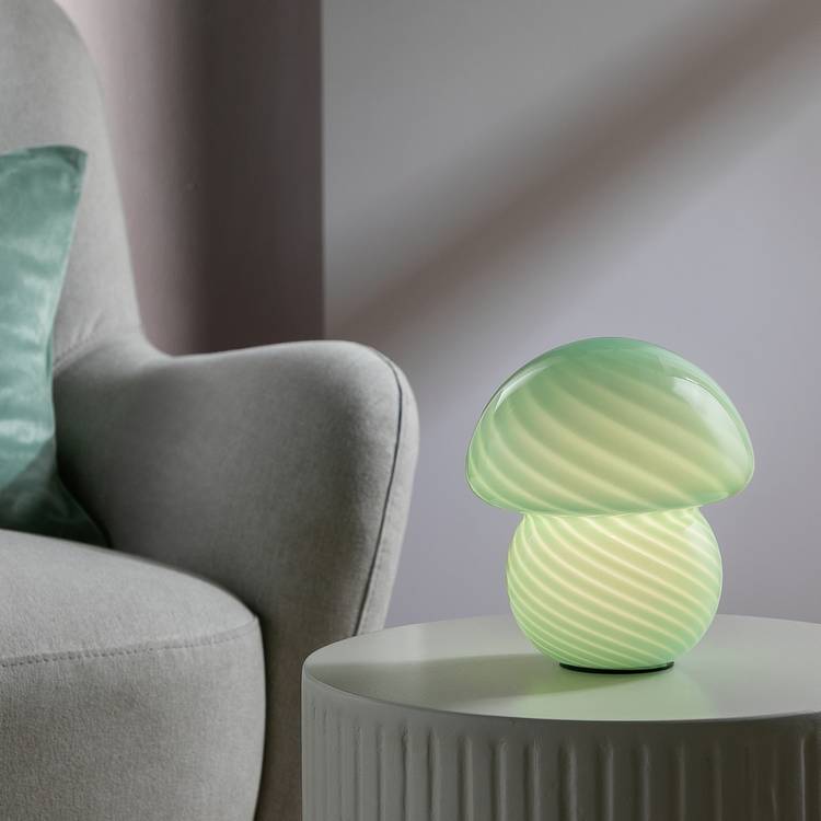 Habitat Mushroom Striped Battery Powered Table Lamp - Green