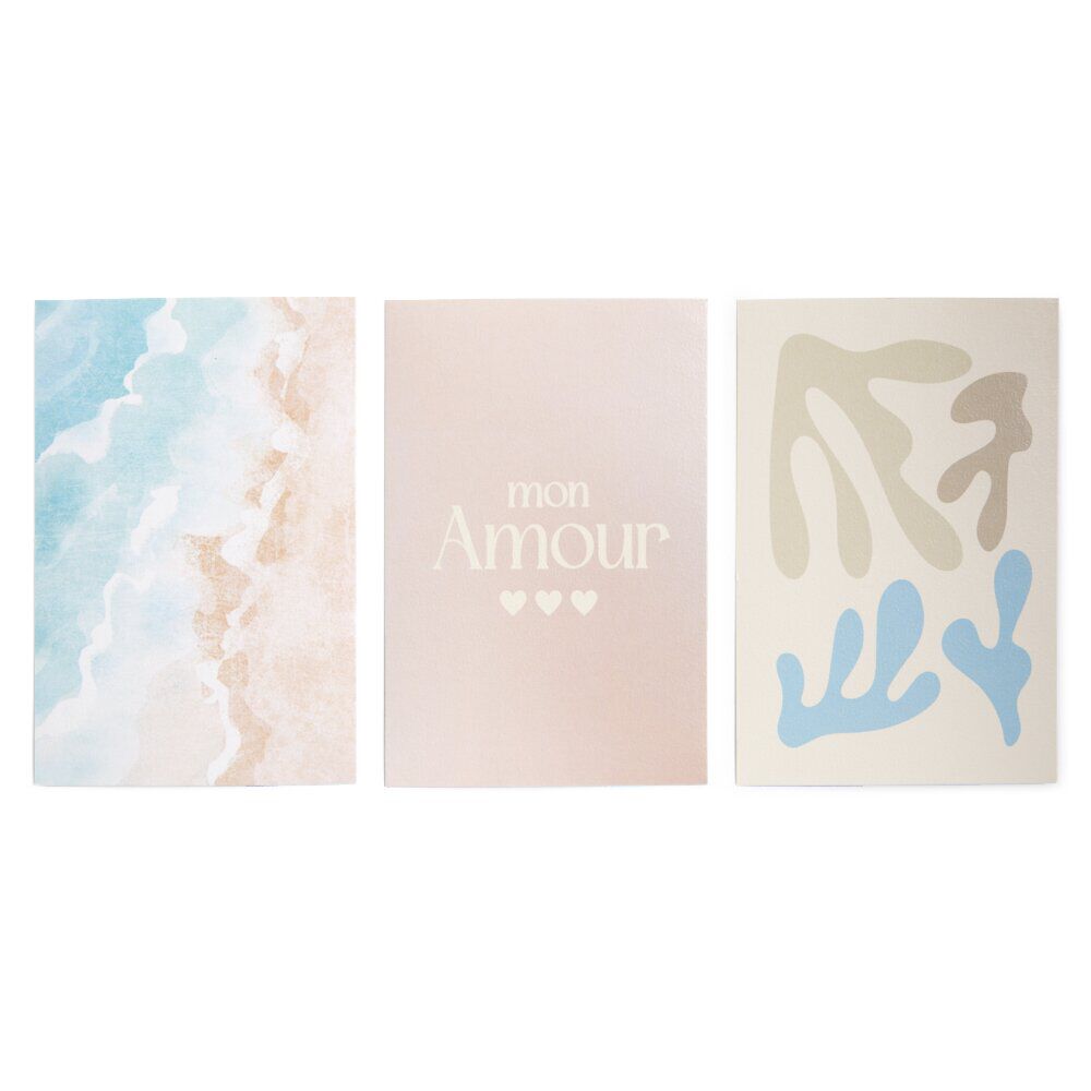 Lot de 3 affiches papier rose et bleu 10x15cm