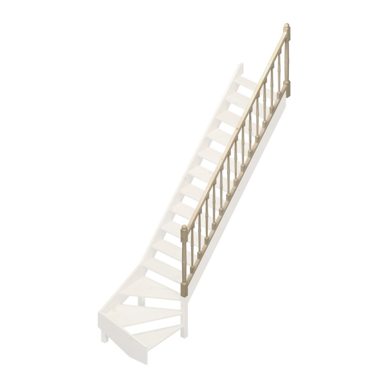 Rampe type T à balustres tournés pour escalier Jura 1/4 tournant bas SOGEM