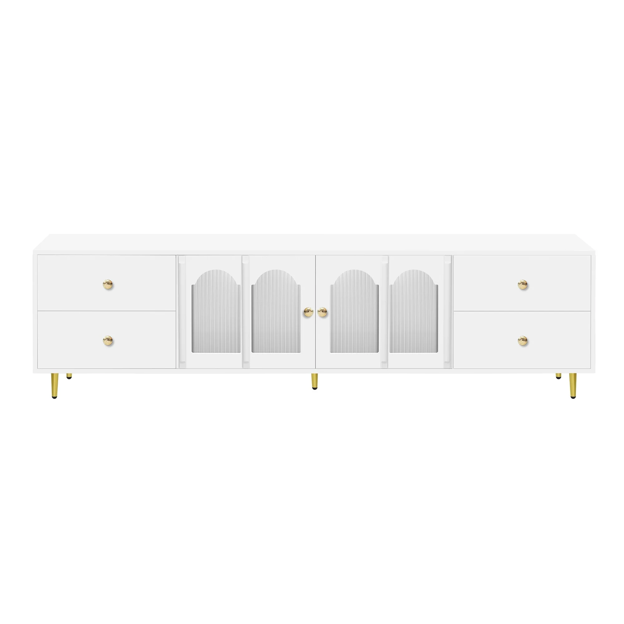 Modern TV Stand for TVs up to 75 Inches with 4 Drawers and 2 Cabinets - 70.9 D x 15.7 W x 20.8 H