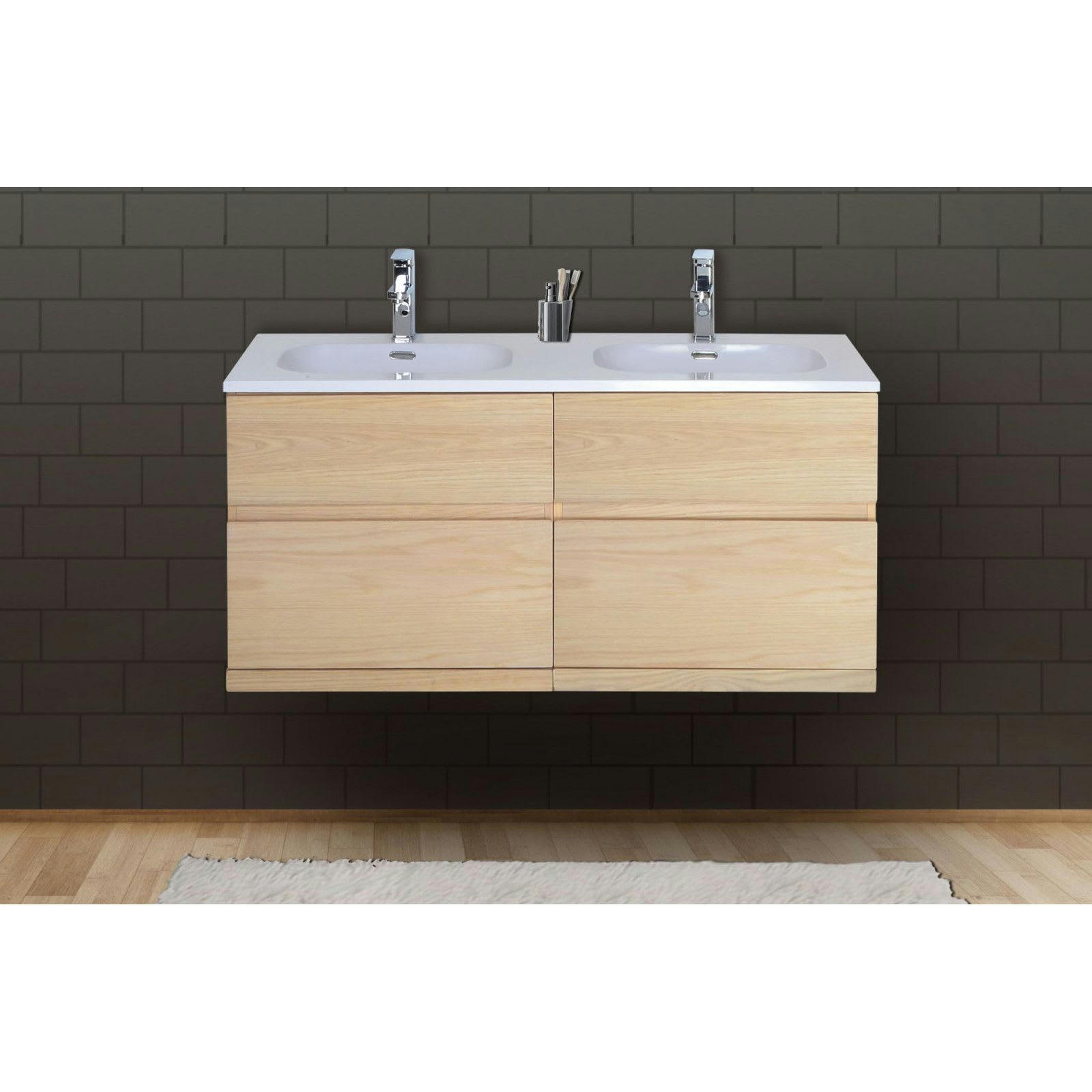 ENIO - Meuble sous vasque chêne avec plan résine  120cm