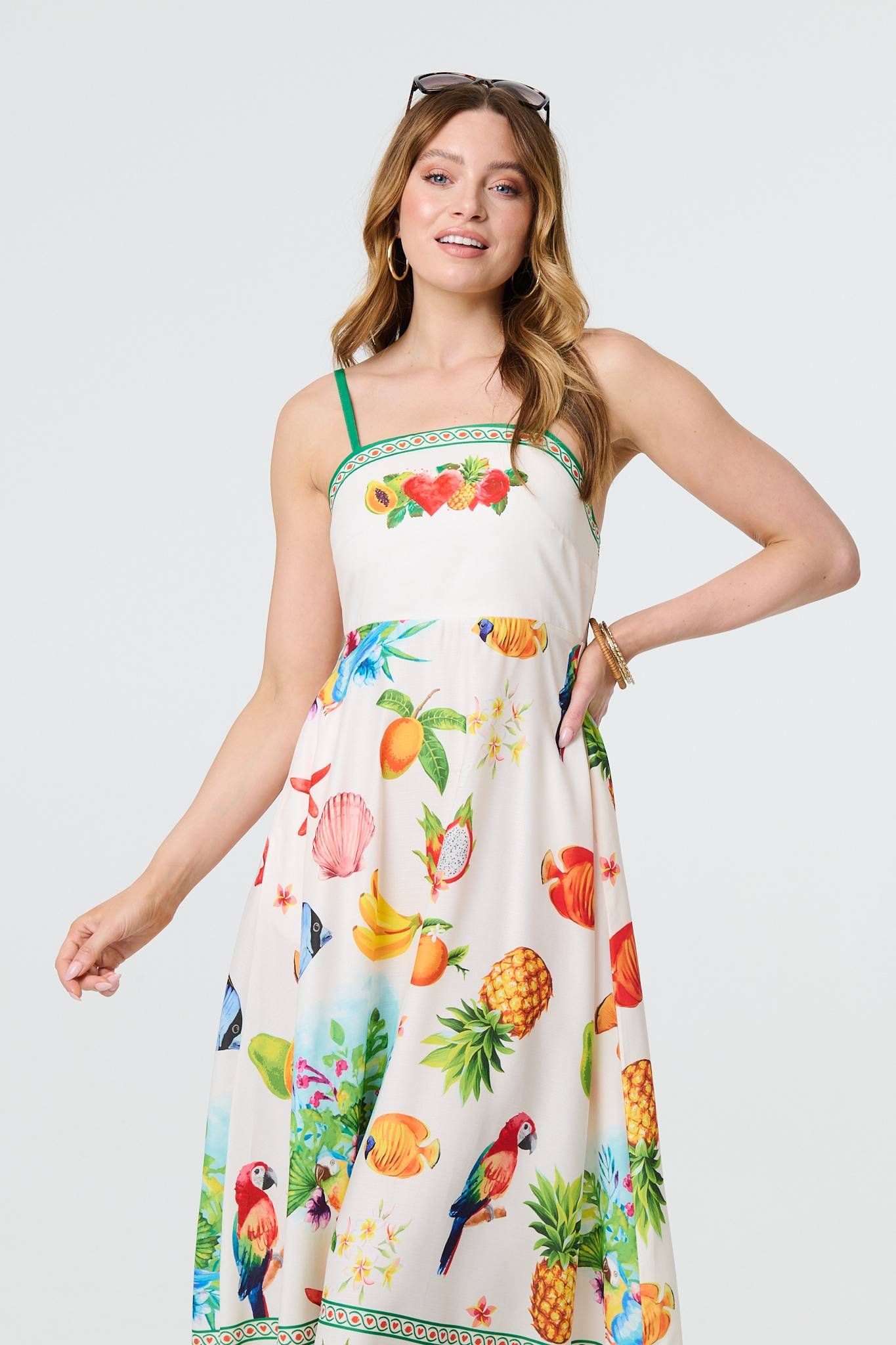 Izabel London Border Print Cami Strap Midi Dress
