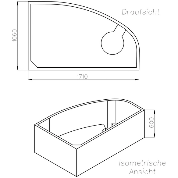 Wannenträger »Loredana«, BxHxL: 106 x 60 x 171 cm, weiß