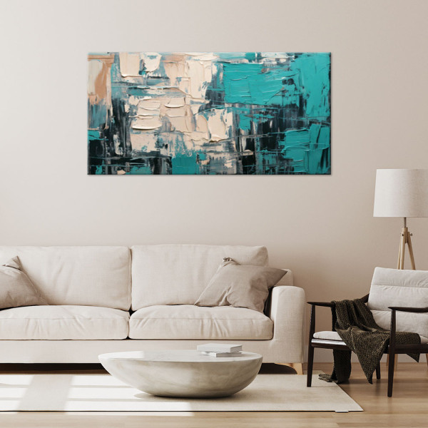 Feeby Obraz do sypialni, Abstrakcja Nowoczesna Turkusowy 80x40