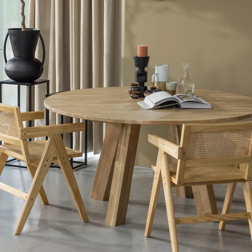 WOOOD Rhonda Eettafel XL - Rond - Eiken - Naturel - &Oslash;150 cm