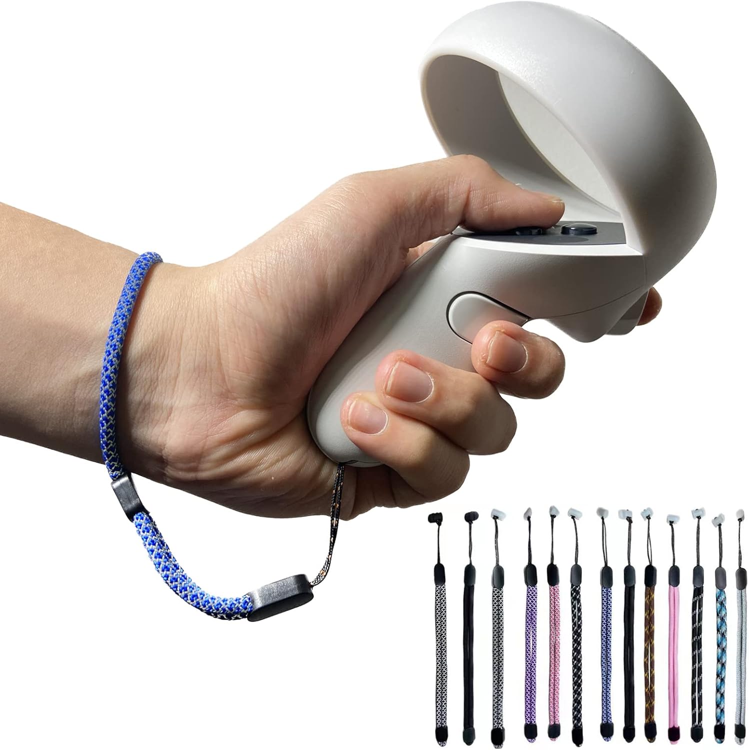 Improved Replacement Reflective Wrist Straps for Oculus Quest 2 Gen Controller, Sturdy Comfy Adjustable Hand Strap for Oculus, Easy Attach White Resin Stopper for Oculus Controllers