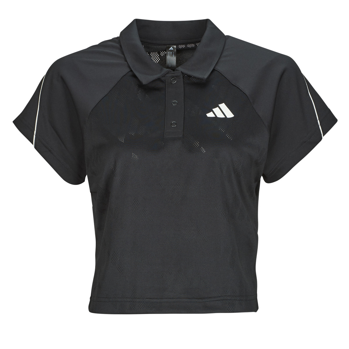 adidas - Stadium 3-Stripes Tennis Inspired Jacquard Polo Shirt T-Shirt - Black