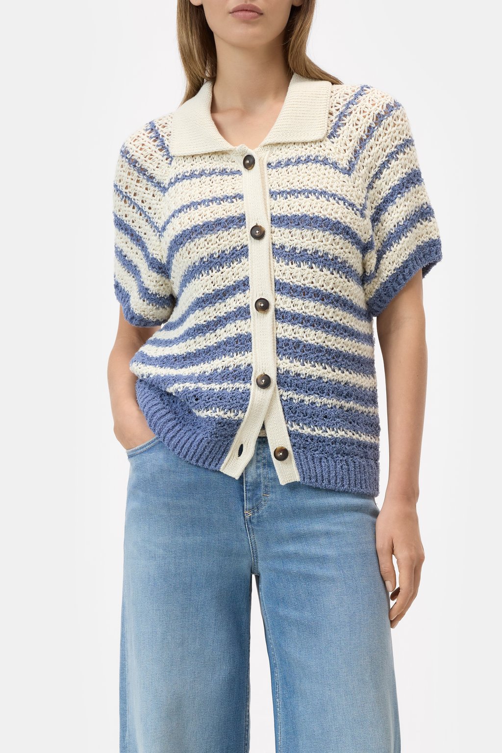 Gestreifter Polo-Cardigan