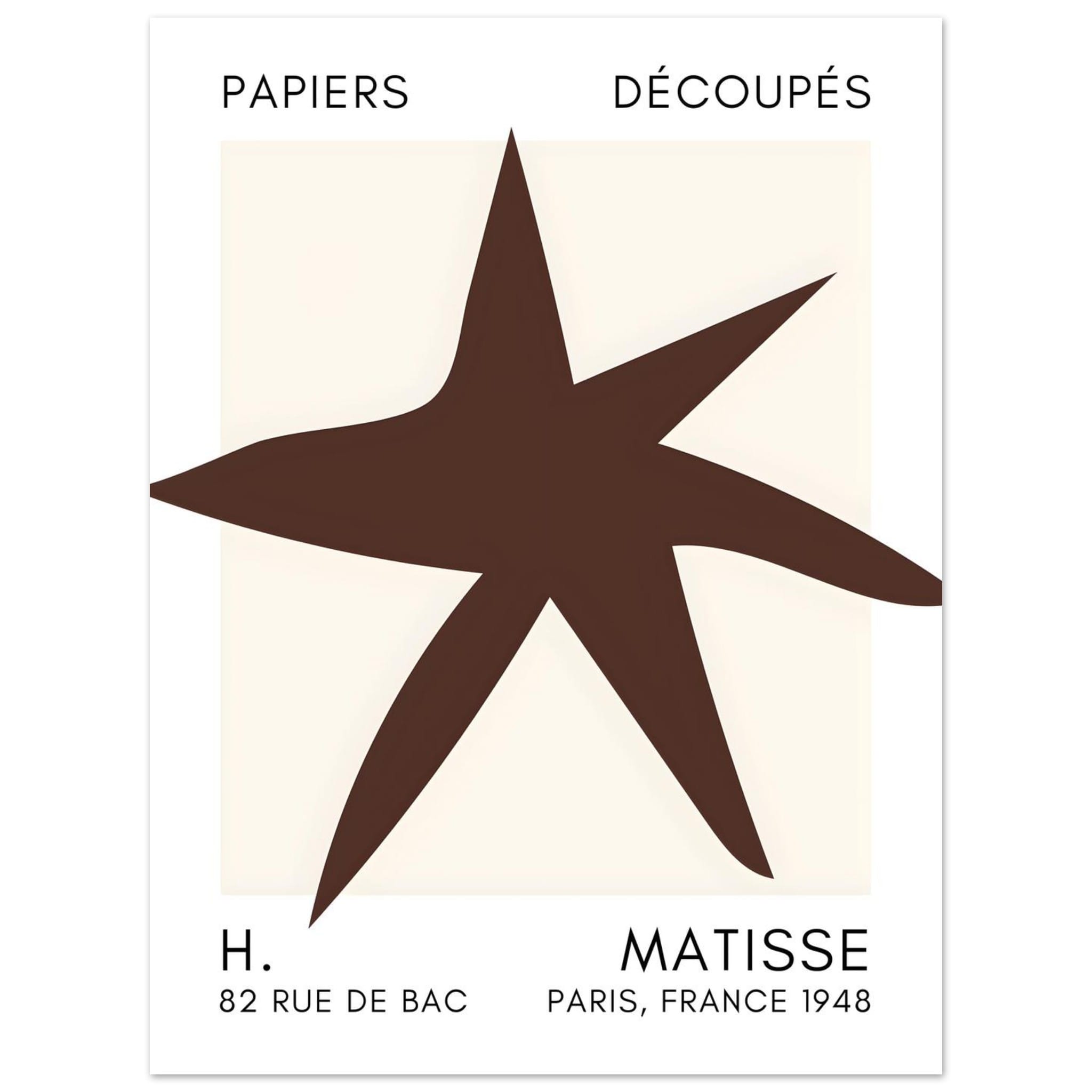 Artfulprints Poster Matisse – Star of the sea brown  - 30x40 cm - Bruin
