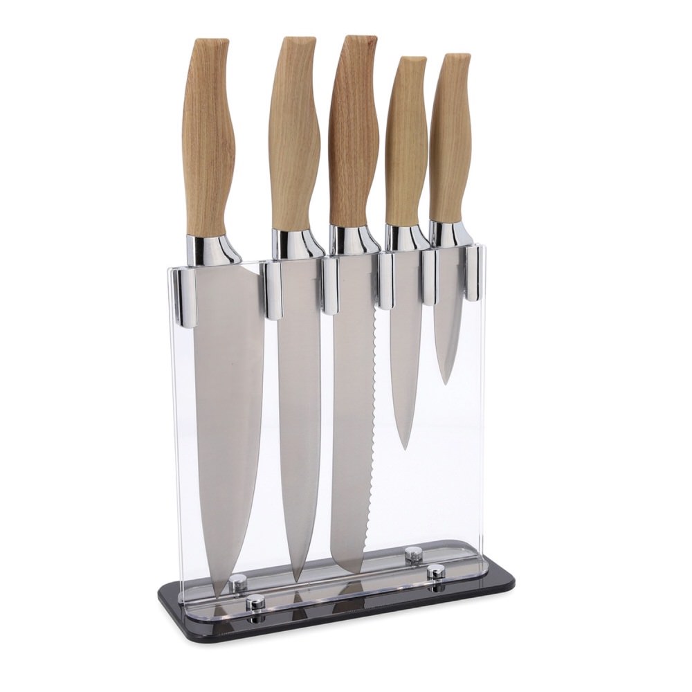 Conjunto de 5 facas cozinha com suporte