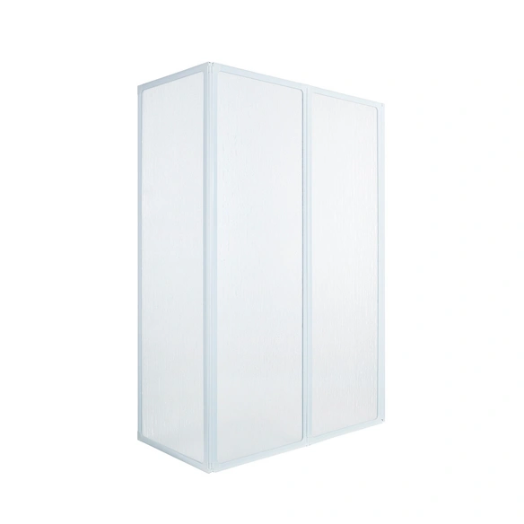 Badewannenfaltwand, HxL: 140 x 120 cm, Kunstglas/Aluminium