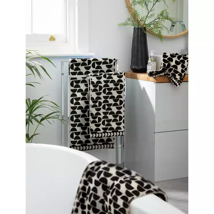 Habitat Geo 2 Pack Hand Towel - Black & White