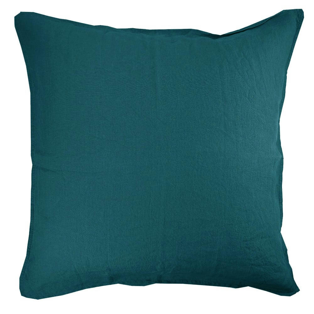 SYRACUSE PETROLE - Taie d'oreiller  pur lin bleu 65x65
