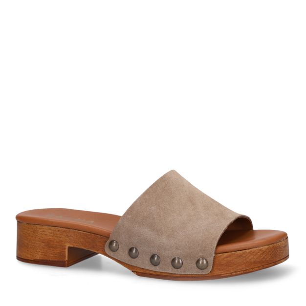 Beige suède muiltjes
