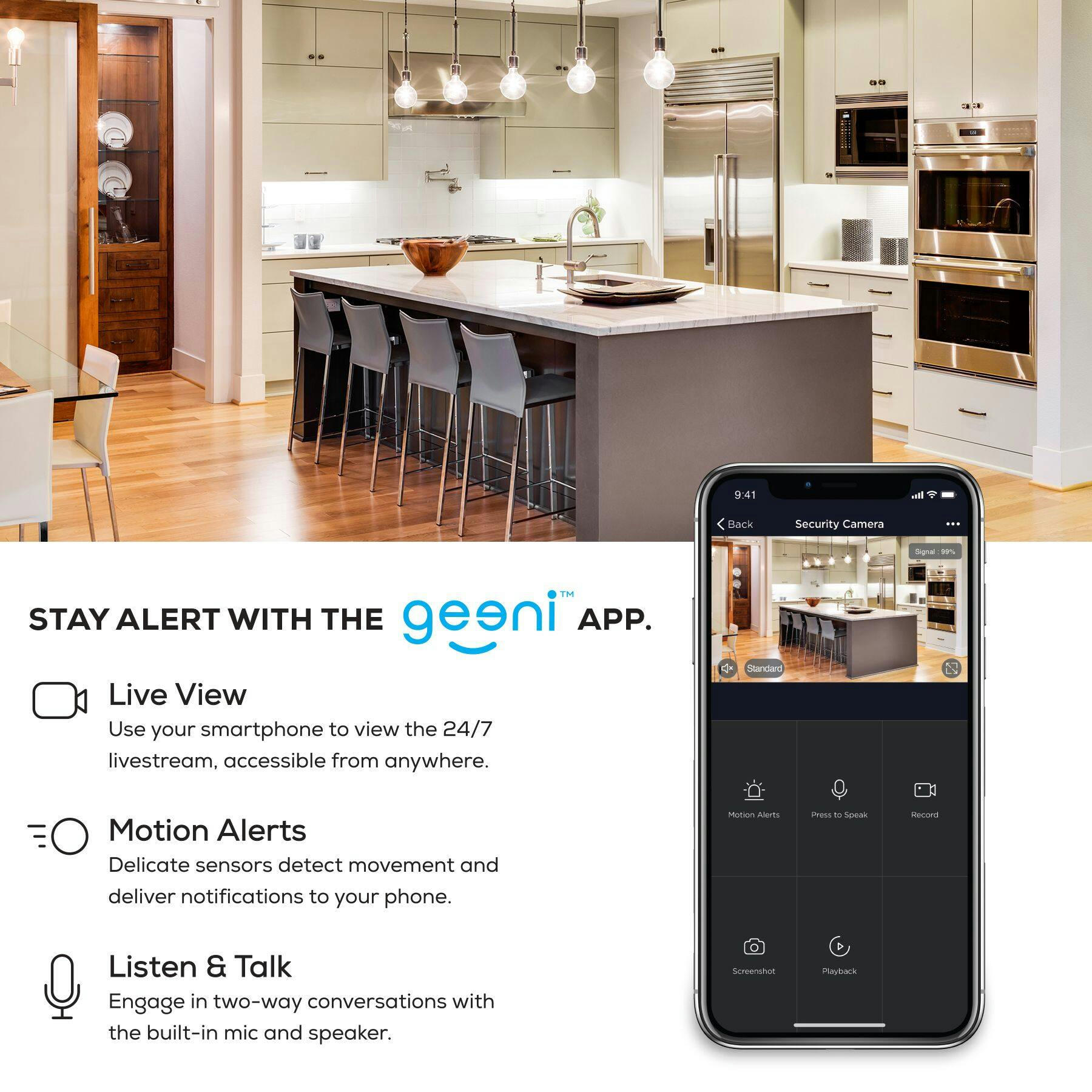 Geeni 1080p HD Smart Wi-Fi Home Security Camera, White