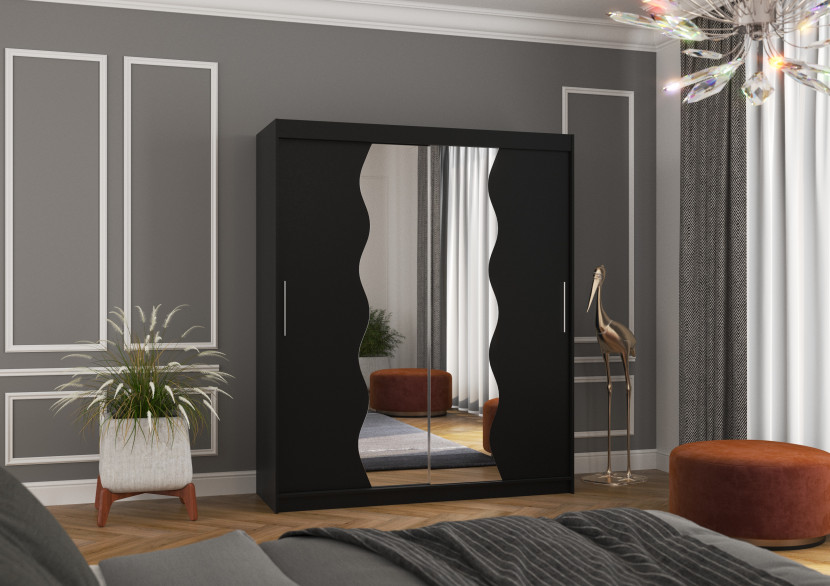 Szafa przesuwna z lustrem KANSAS 180 Black