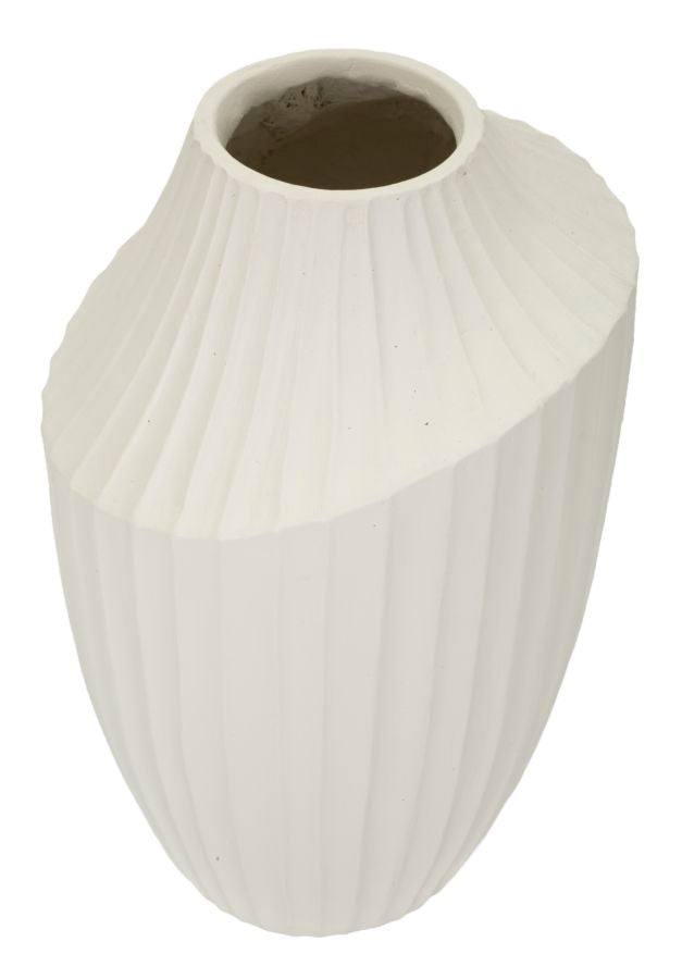Crèmekleurige magnesium vaas ø 22,5x38 cm