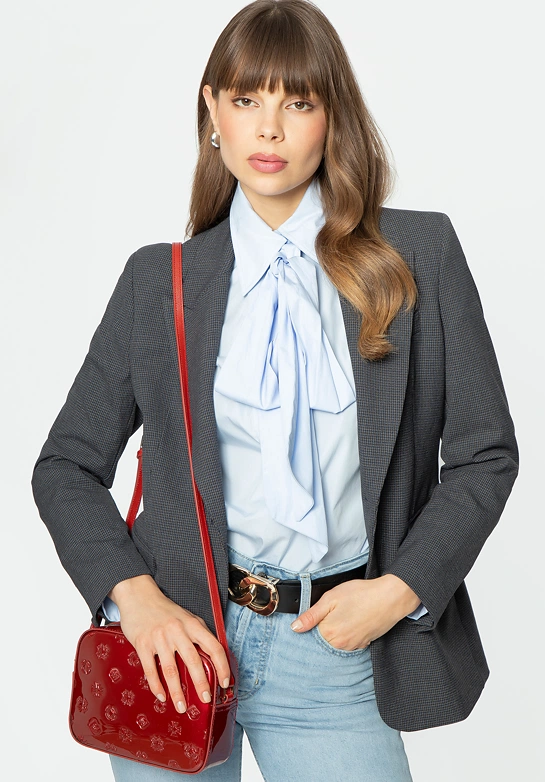 Damska crossbody ze skóry lakierowanej czerwona