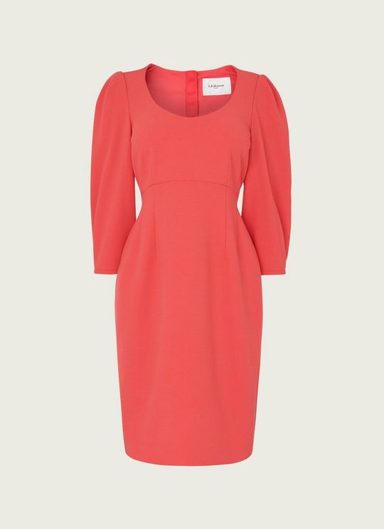 Josephine Pink Crepe Scoop Neck Shift Dress