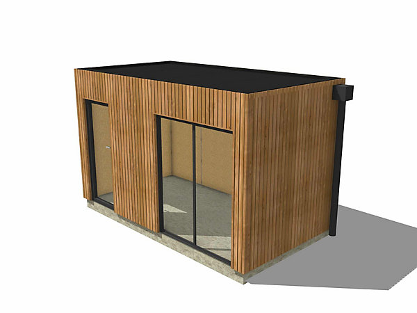 Dépendance jardin sans permis en bois 4,4 x 2,4 x 2,7 m / menuiseries alu k-line