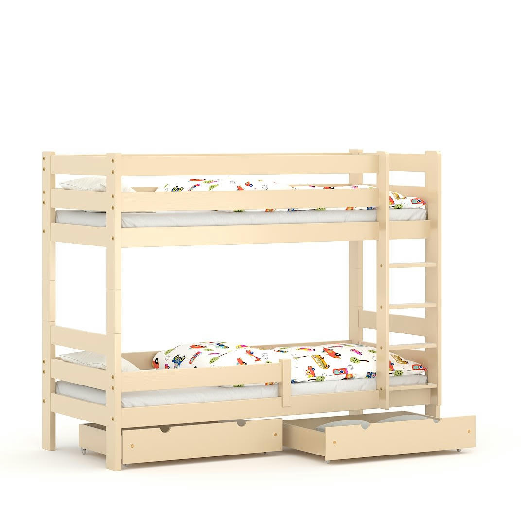 - Lit superposé en pin massif 180x80 vanille