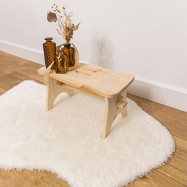 Creative Deco Repose-Pieds en Bois - 38 x 19 x 21 cm - Banc Bas Multifonctionnel pour Bureau, Chaise et Plantes - Non Monté